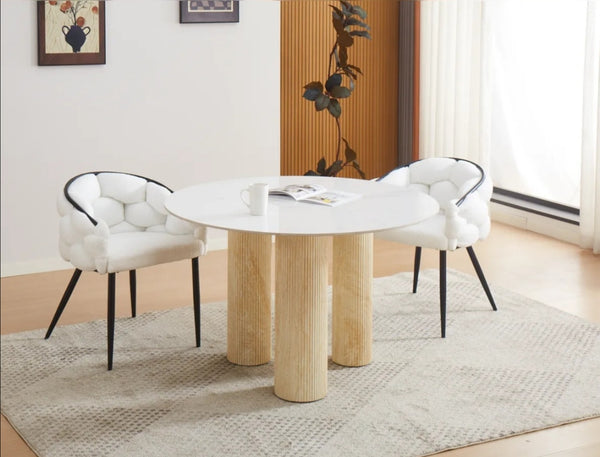 Table Repas Anais Pieds Metal Travertin Plateau Ceramique 120 CM