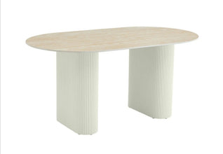 Table a Manger Roxy Pied Beige Ceramique 180x90 CM