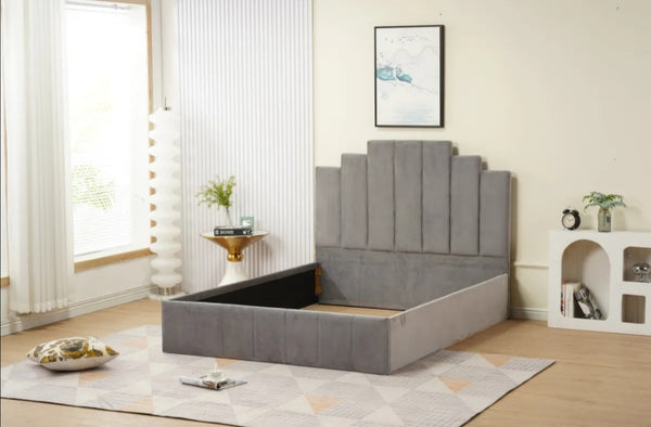 Cadre de Lit Piano 160x200 CM Velours Gris Vendu Sans Sommier