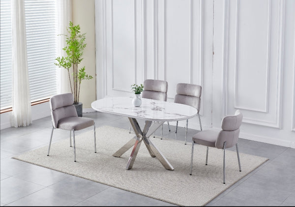 Table a Manger Ceramique Ophelia 1m80 Pied Argent