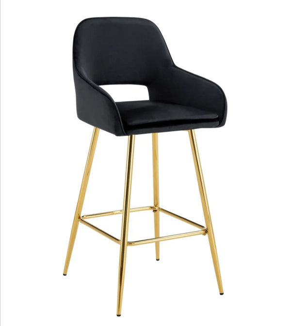 Tabouret de Bar Athena Pied Dore Velours