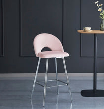 Tabouret de Bar Teddy Pied Argent Velours