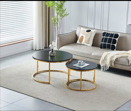 Table Basse Gigogne Duo Bois Pied Dore