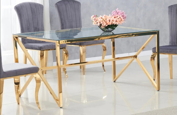 Table a Manger Majestique Gold Transparent 150x90x75 CM