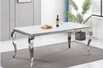 Table Repas Baroque Pied Chrome 180x90x75 CM