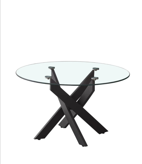 Table Basse Ronde Jessy Metal Noir Transparent 80x45 CM