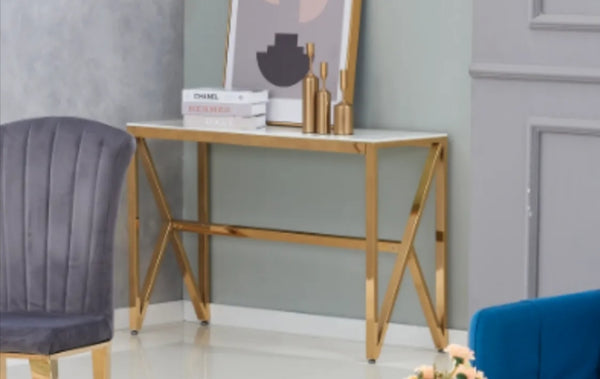 Console Majestique Gold Marbre Blanc 120x40x78 CM