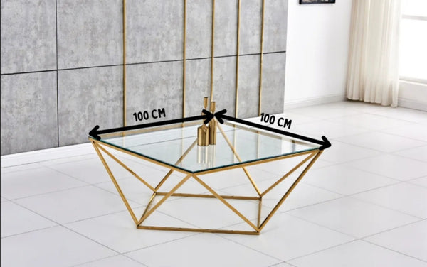 Table basse Alina Gold Transparent 100x100x45 CM