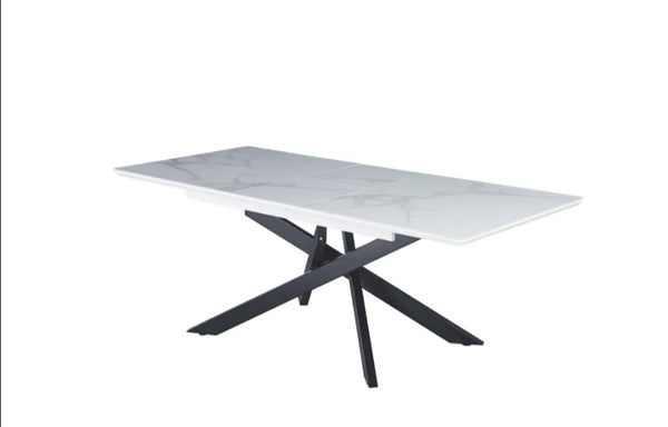 Table Extensible a Rallonge Agathe Pied Metal Noir Ceramique 160/200