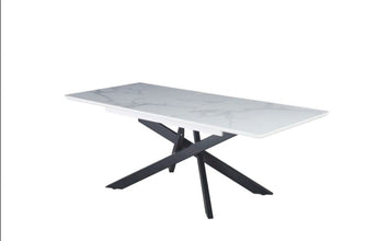 Table Extensible a Rallonge Agathe Pied Metal Noir Ceramique 160/200