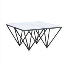 Table Basse Gizeh Pied Metal Noir Plateau Verre 80x80x45 CM