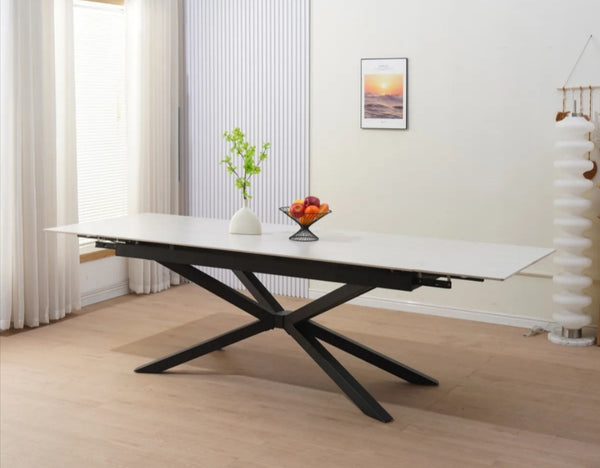 Table Extensible NANA Pied Metal Noir Ceramique 180/260x90x76 CM
