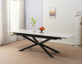 Table Extensible NANA Pied Metal Noir Ceramique 180/260x90x76 CM