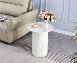 Gueridon Valmy Plateau Ceramique Pied Beige