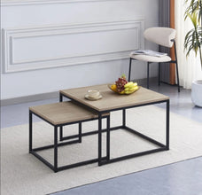 Table basse Belgrade Pied Metal Noir 70x70x46 / 50x50x40 CM