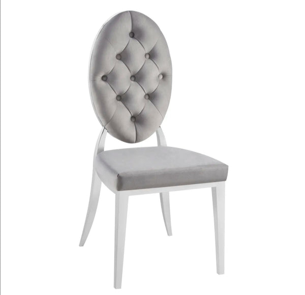 Chaise Medaillon Capitonnee Pied Chrome