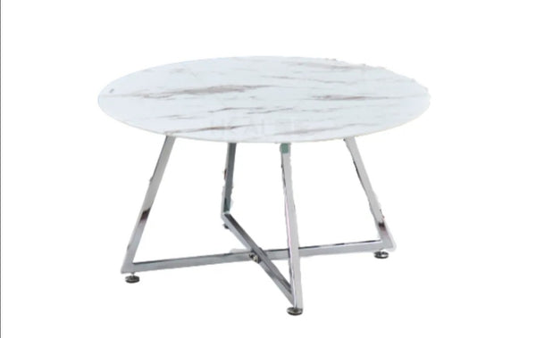 Table Basse Heloise Chrome Marbre Blanc 80x45 CM