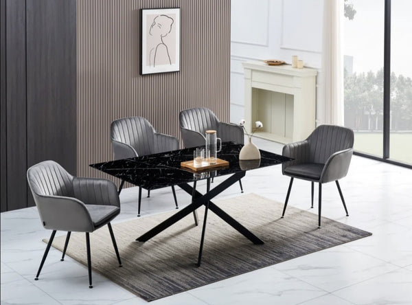 Table Rectangulaire New Jessica Noir Marbre Noir 150x90 CM