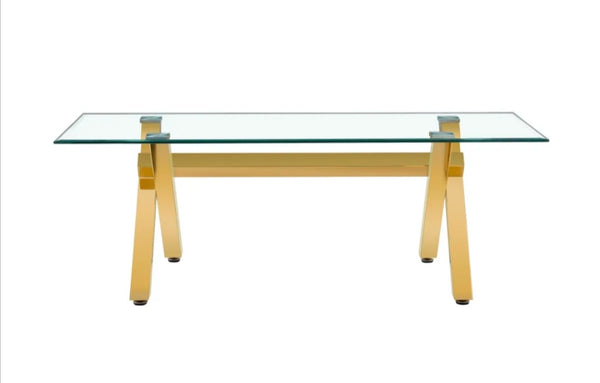 Table Repas Ixe Metal Gold Transparent 180x90x75 CM