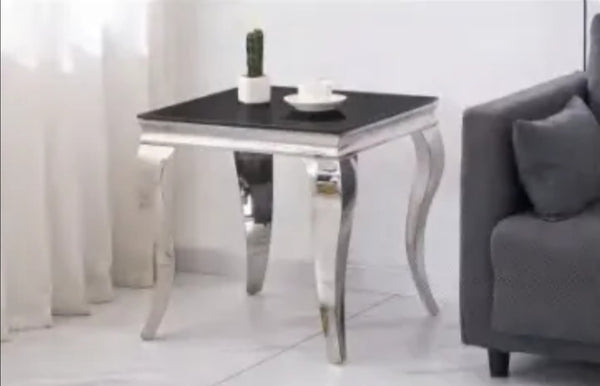 Gueridon Baroque Chrome Noir 50x50 CM