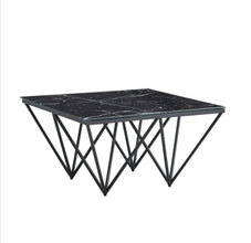 Table Basse Gizeh Pied Metal Noir Plateau Verre 80x80x45 CM