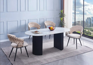 Table a Manger Anna Pied Noir Plateau En Ceramique 180x90x75 CM