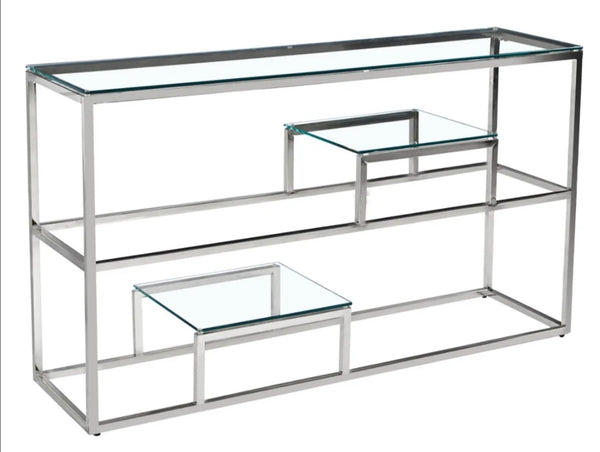 Console Romy a Etagere Transparent 120x40x80 CM Pied Chrome