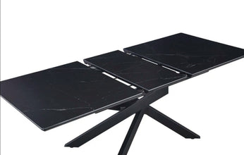 Table Extensible a Rallonge Agathe Pied Metal Noir Ceramique 160/200
