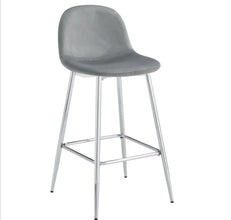 Tabouret de Bar Scandinave Pied Argent Velours