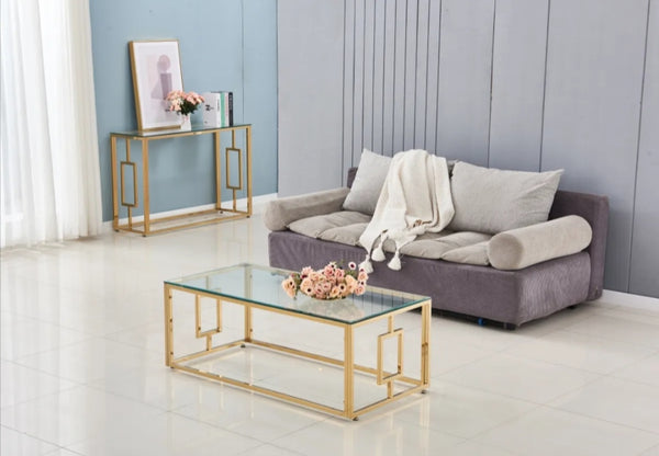 Table Basse Sophie Gold Transparent 120x60x45 CM