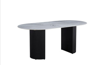 Table a Manger Anna Pied Noir Plateau En Ceramique 180x90x75 CM