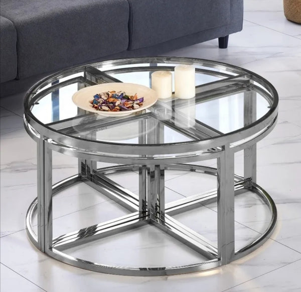 Table Basse Elve Chrome Transparent 90x45 CM