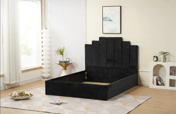 Cadre de Lit Piano 160x200 CM Velours Noir Vendu Sans Sommier