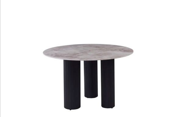 Table Repas Anais Pieds Noir Plateau Ceramique 120 CM