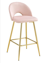 Tabouret de Bar Teddy Pied Dore Velours