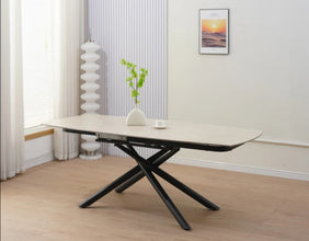 Table Extensible Nysa Pied Metal Noir Ceramique 129/189x89x76 CM