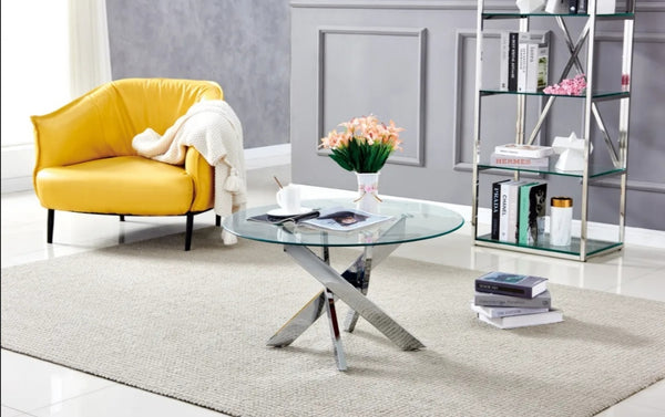 Table Basse Ronde Jessy Chrome Transparent 80x45 CM