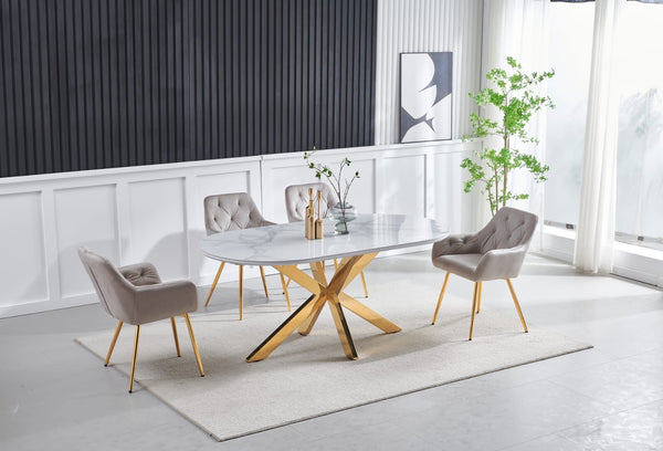 Table a Manger Ceramique Ophelia 2m Pied Dore