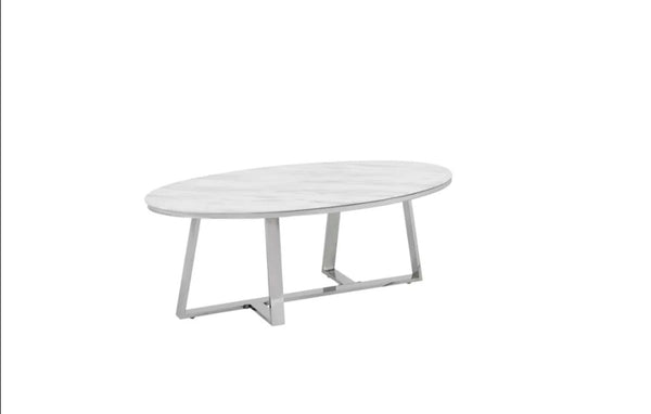 Table Basse Gamma Chrome Marbre Blanc 120x60x45 CM