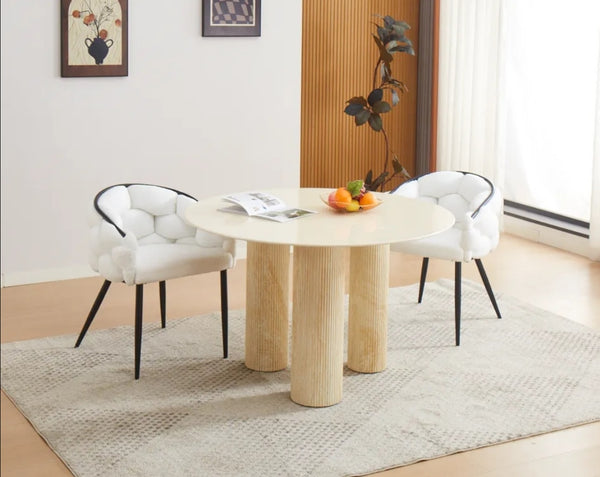 Table Repas Anais Pieds Metal Travertin Plateau Ceramique 120 CM