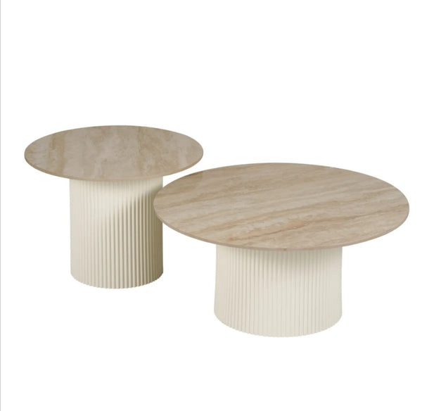 Table basse Mina Pied Blanc Plateau Ceramique