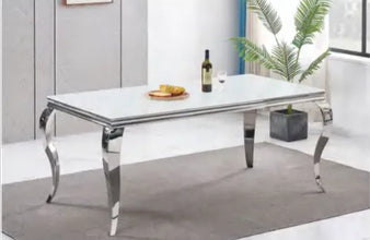 Table Repas Baroque Pied Chrome 150x90x75