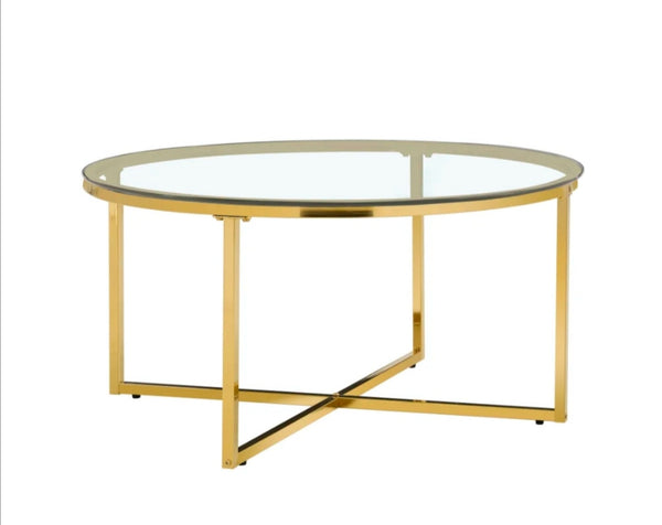 Table Basse Lorie Pied Gold Transparent 90 CM