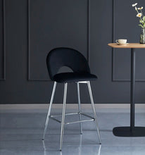 Tabouret de Bar Teddy Pied Argent Velours