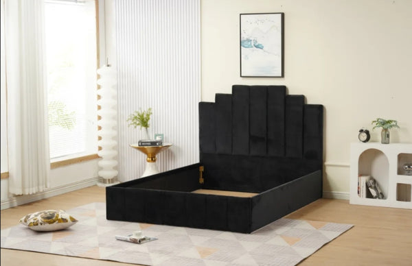 Cadre de Lit Piano 140x190 CM Velours Noir Vendu Sans Sommier