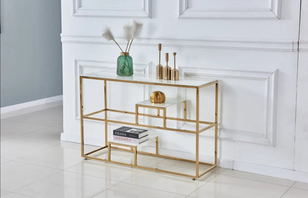 Console Romy Gold Marbre Blanc