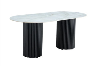 Table a Manger Keysha Pied Metal Noir Ceramique 180x90 CM