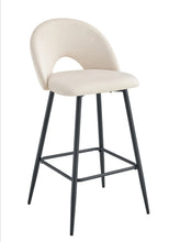 Tabouret de Bar Teddy Pied Metal Noir Velours