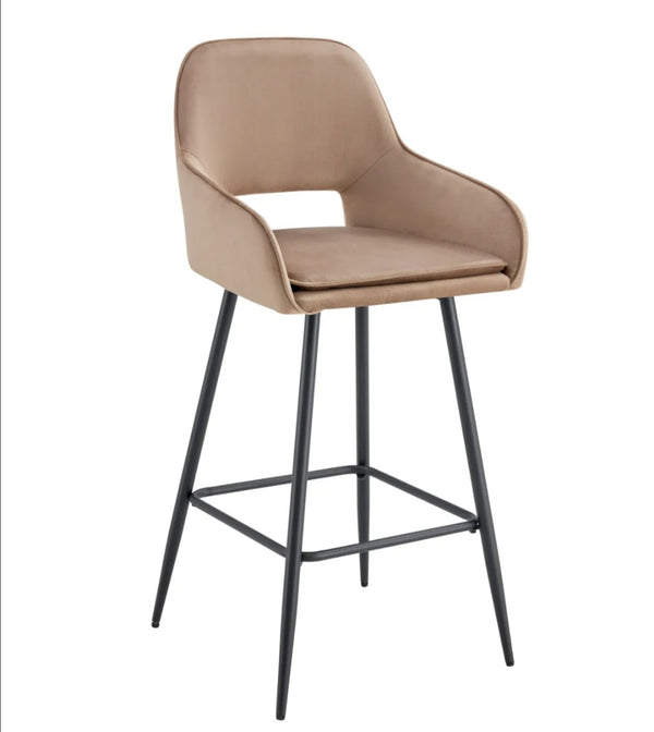 Tabouret de Bar Athena Pied Noir Velours